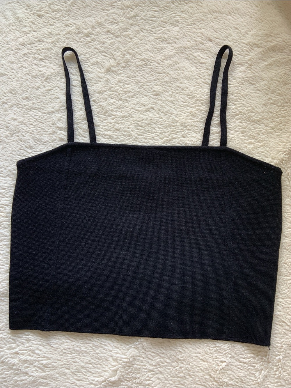 Express Black Knit Spaghetti Strap Crop Top - Classic Women's Tank